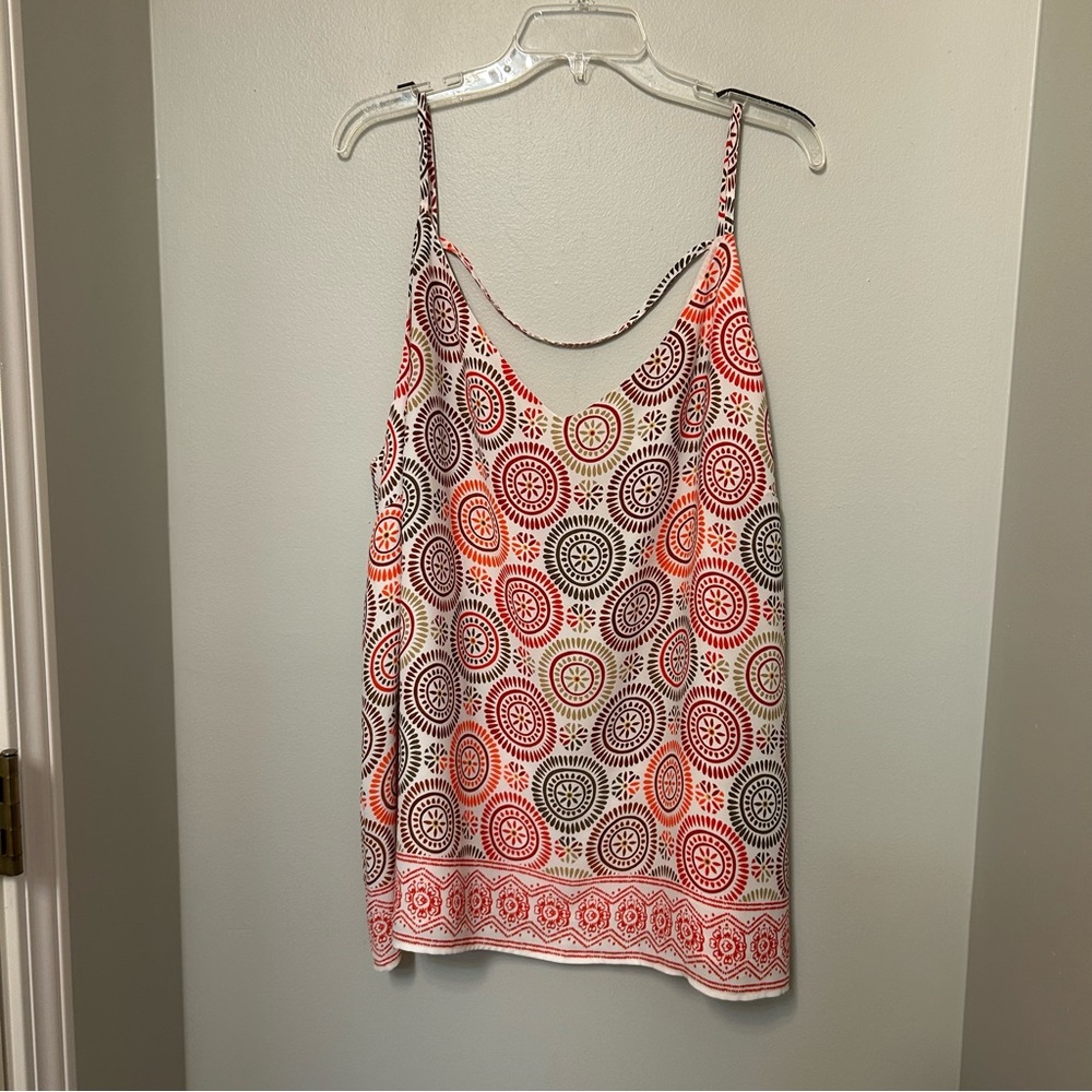 LOFT Top Womens Medallion Print Cami Tank V-Neck Sleeveless Pullover Plus 24